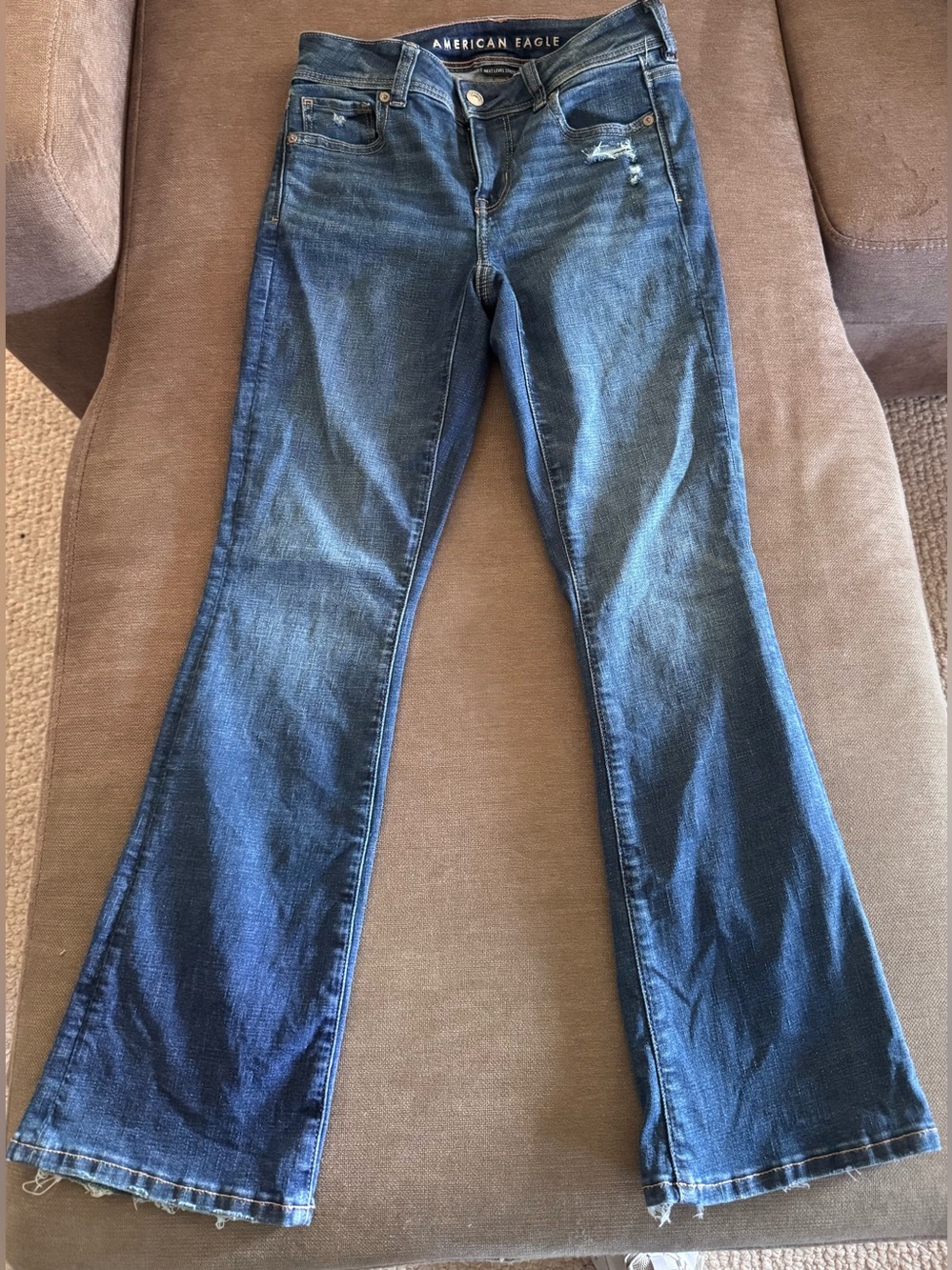 American Eagle Outfitters Blue Flare Wide Leg Jeans. Size 0 extra short